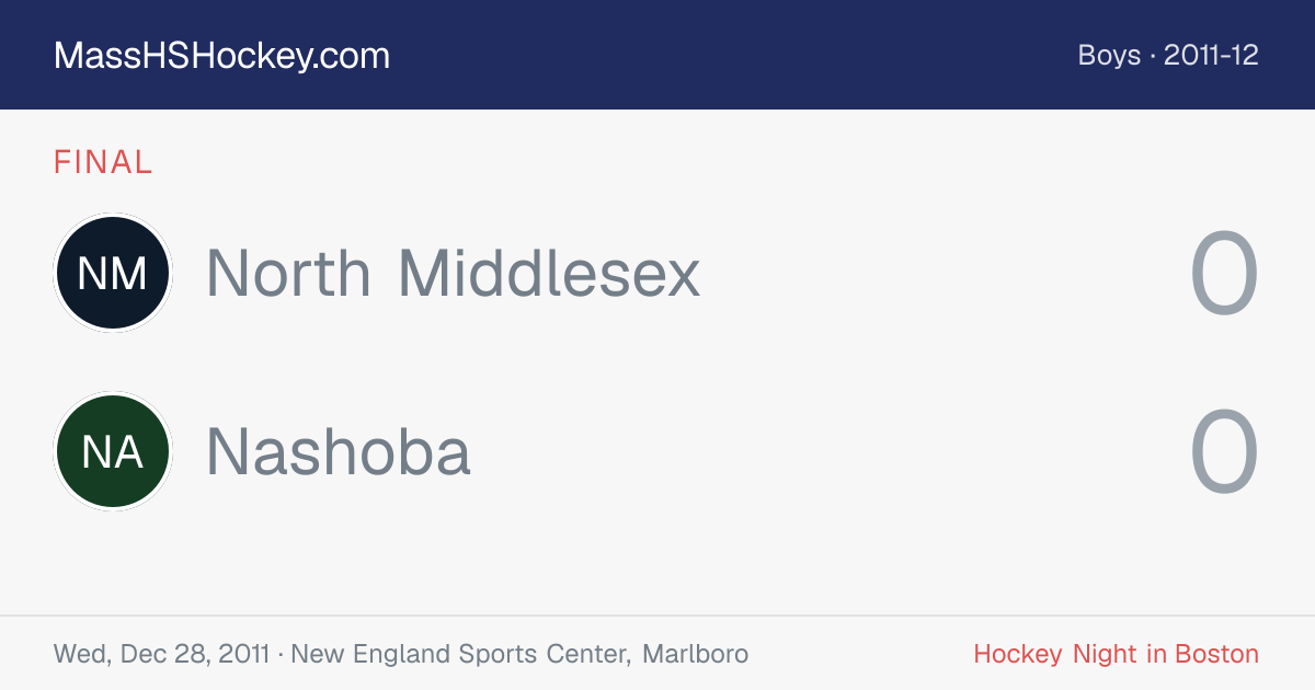 North Middlesex at Nashoba score card