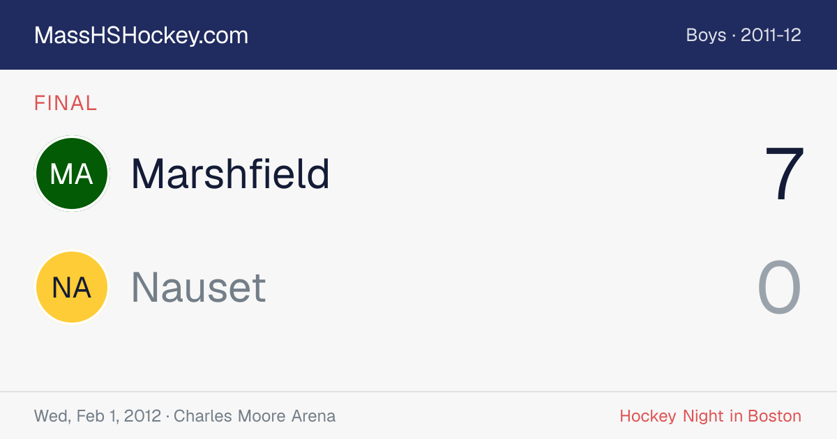 Marshfield at Nauset score card