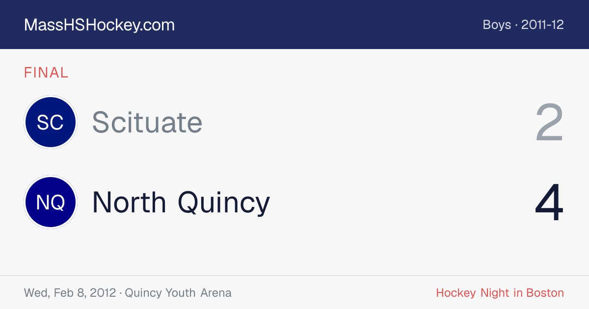 Scituate at North Quincy score card