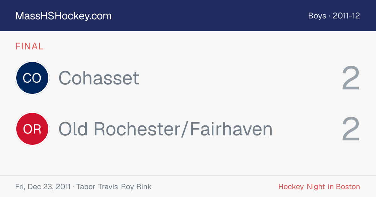 Cohasset at Old Rochester/Fairhaven score card