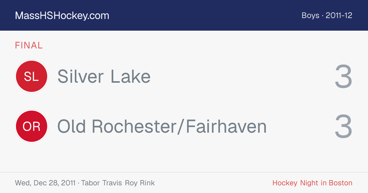 Silver Lake at Old Rochester/Fairhaven score card
