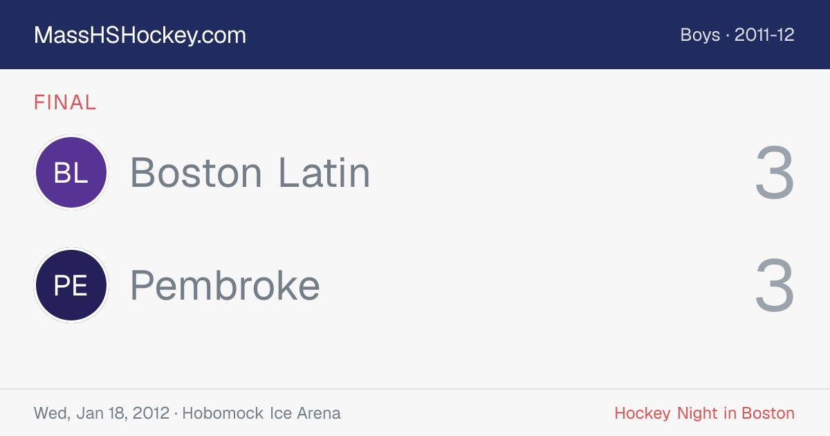 Boston Latin at Pembroke score card