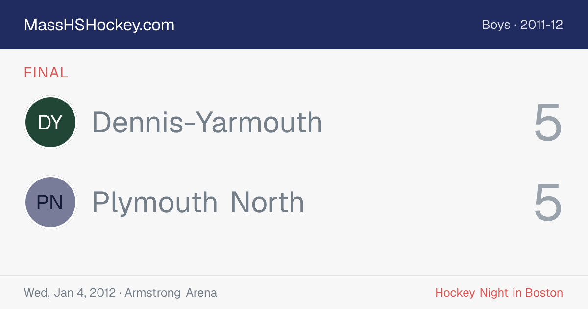Dennis-Yarmouth at Plymouth North score card