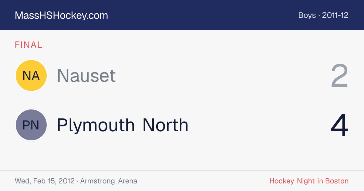Nauset at Plymouth North score card