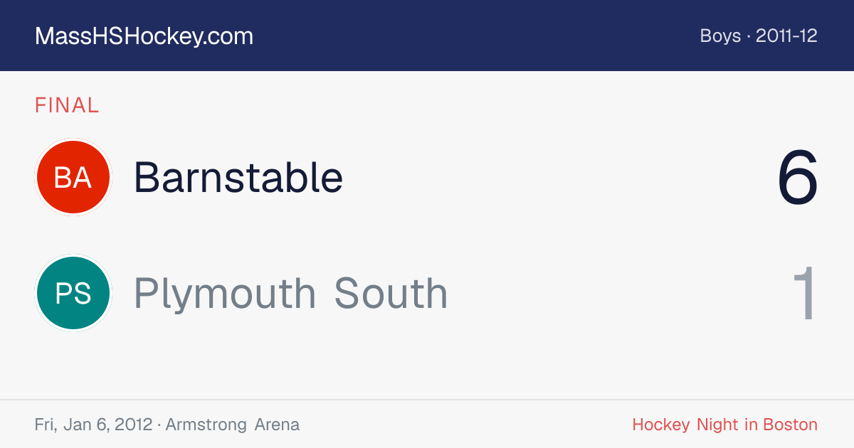Barnstable at Plymouth South score card
