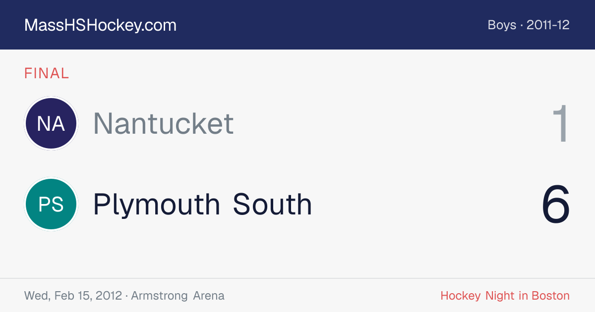 Nantucket at Plymouth South score card