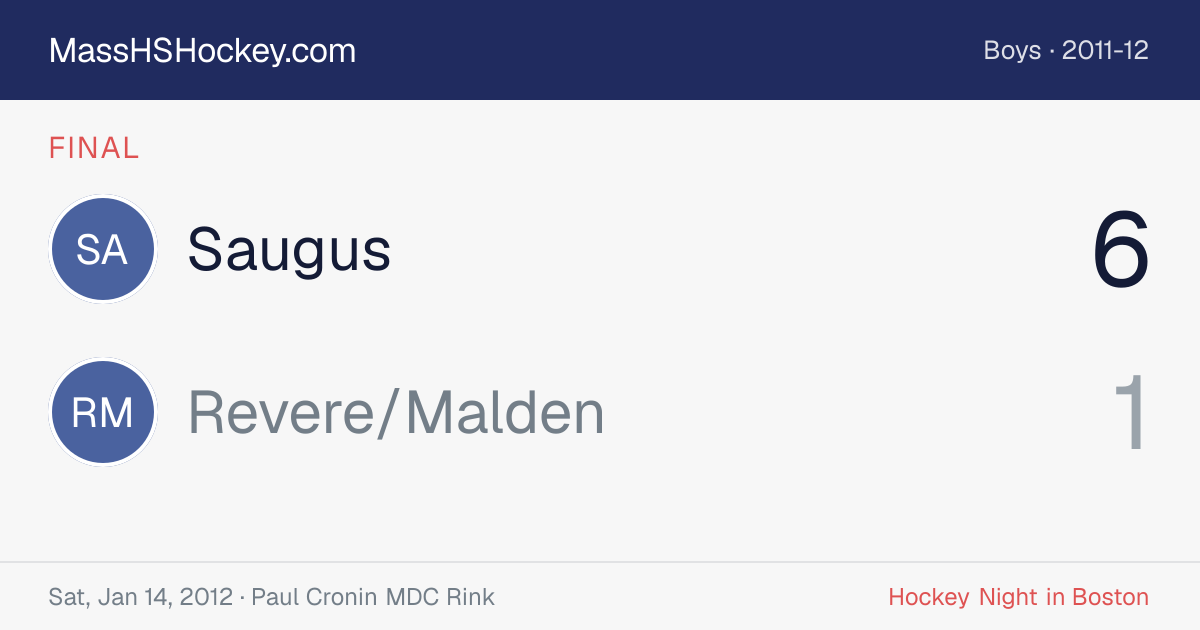 Saugus at Revere/Malden score card