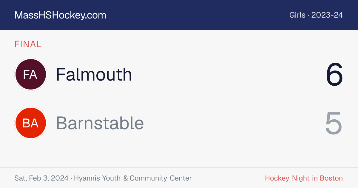 Falmouth at Barnstable score card