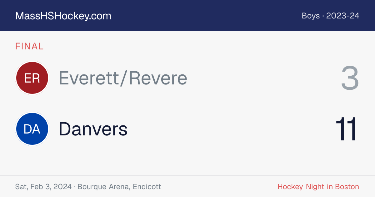 Everett/Revere at Danvers score card