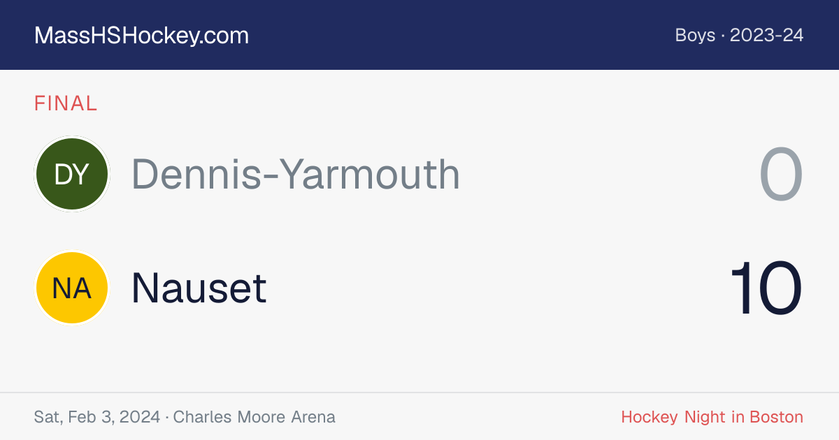 Dennis-Yarmouth at Nauset score card