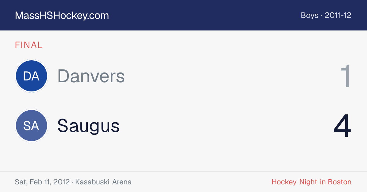Danvers at Saugus score card