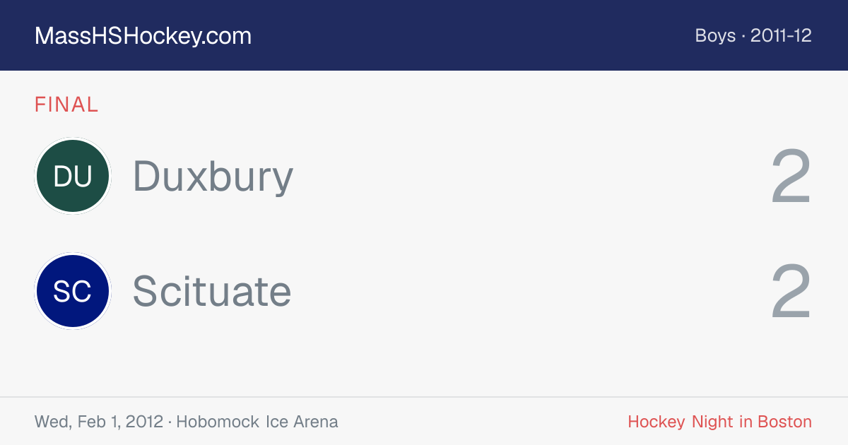 Duxbury at Scituate score card