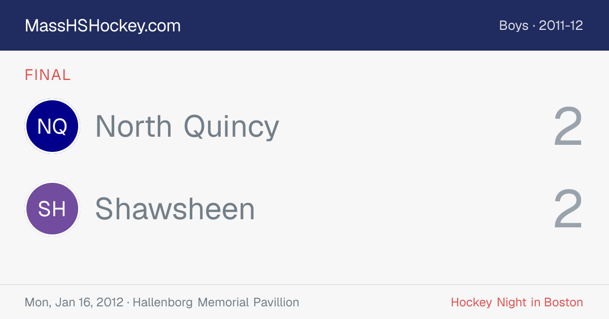 North Quincy at Shawsheen score card