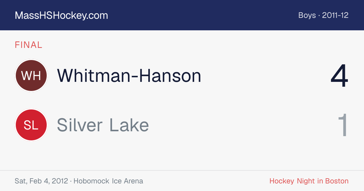 Whitman-Hanson at Silver Lake score card