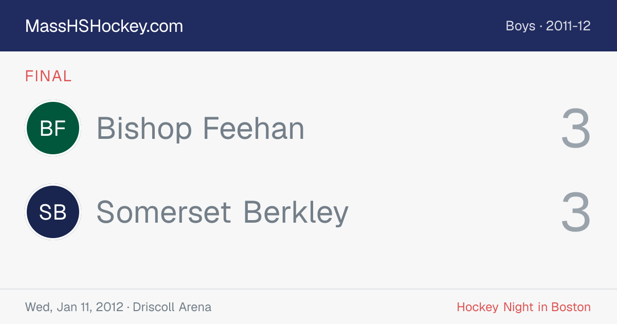 Bishop Feehan at Somerset Berkley score card