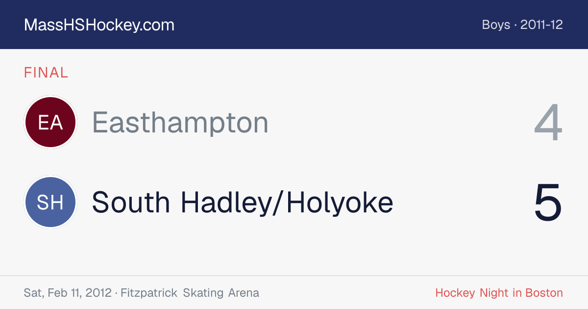 Easthampton at South Hadley/Holyoke score card