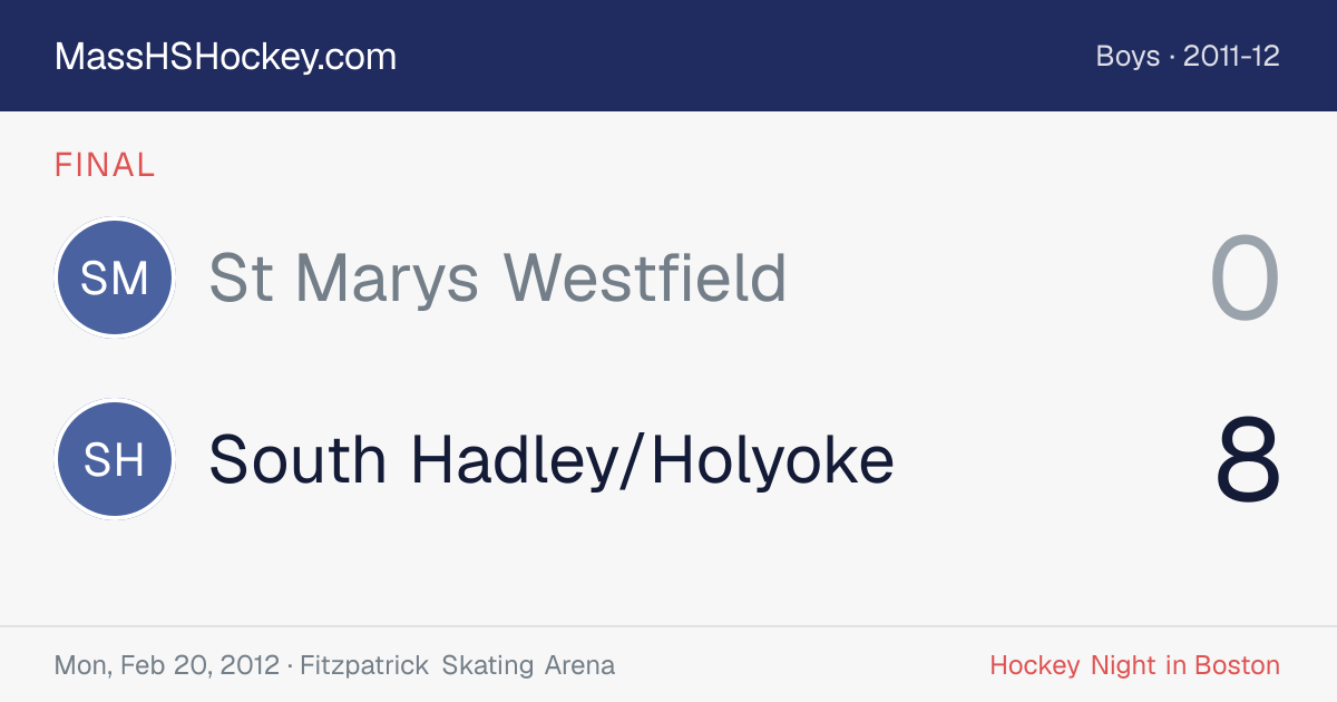 St Marys Westfield at South Hadley/Holyoke score card