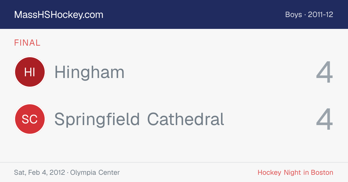 Hingham at Springfield Cathedral score card
