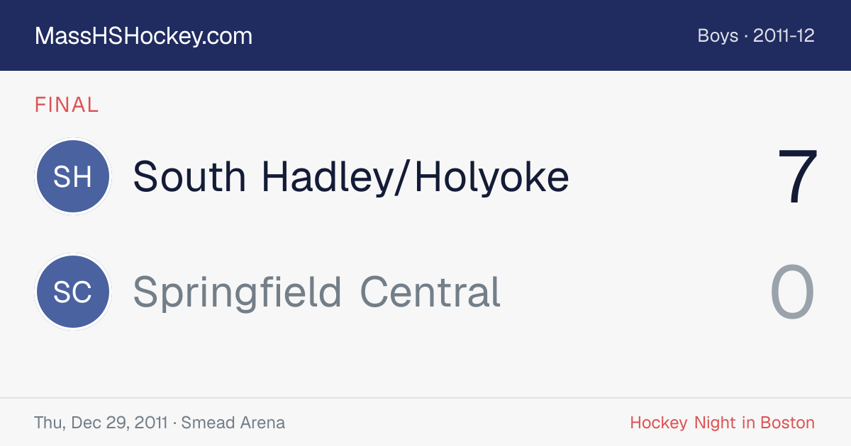 South Hadley/Holyoke at Springfield Central score card