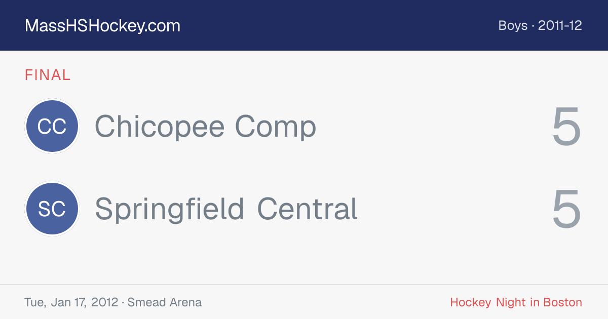 Chicopee Comp at Springfield Central score card