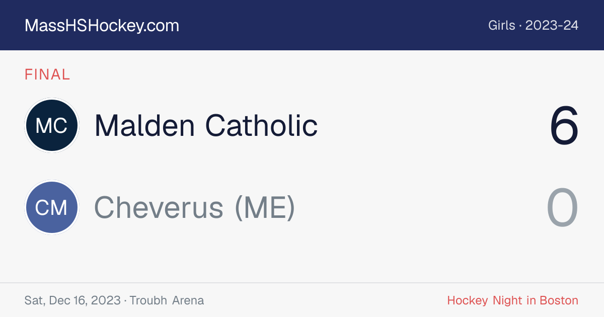 Malden Catholic at Cheverus (ME) score card