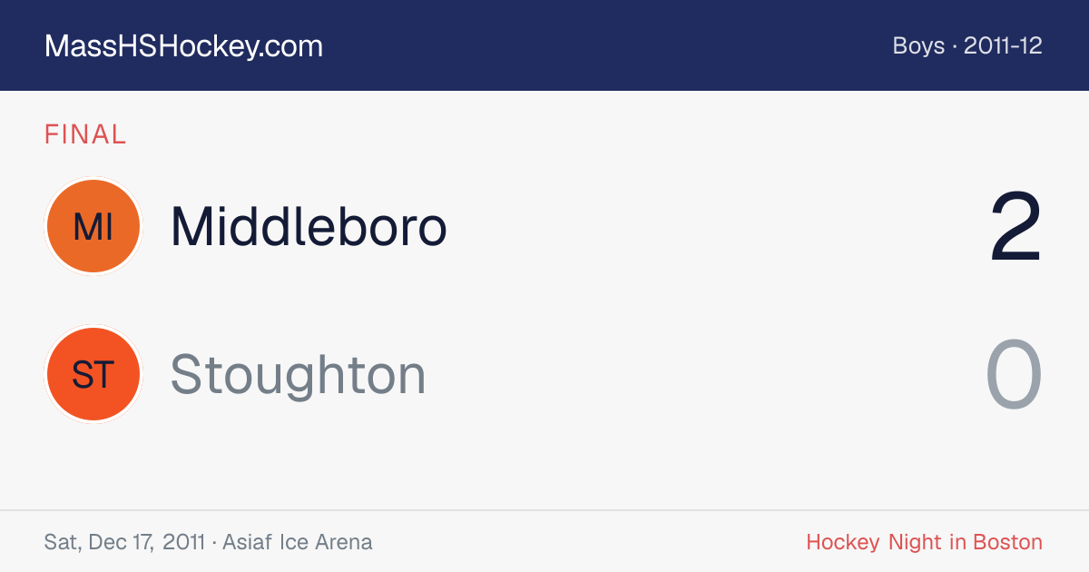 Middleboro at Stoughton score card