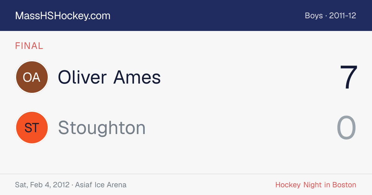 Oliver Ames at Stoughton score card