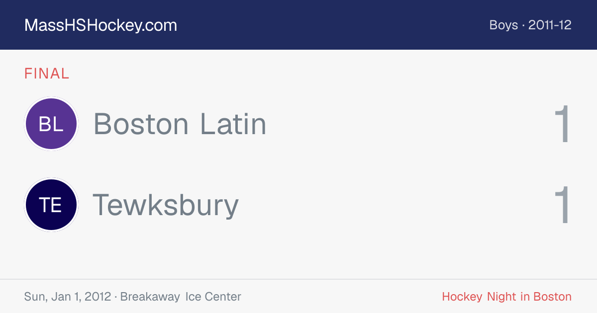 Boston Latin at Tewksbury score card