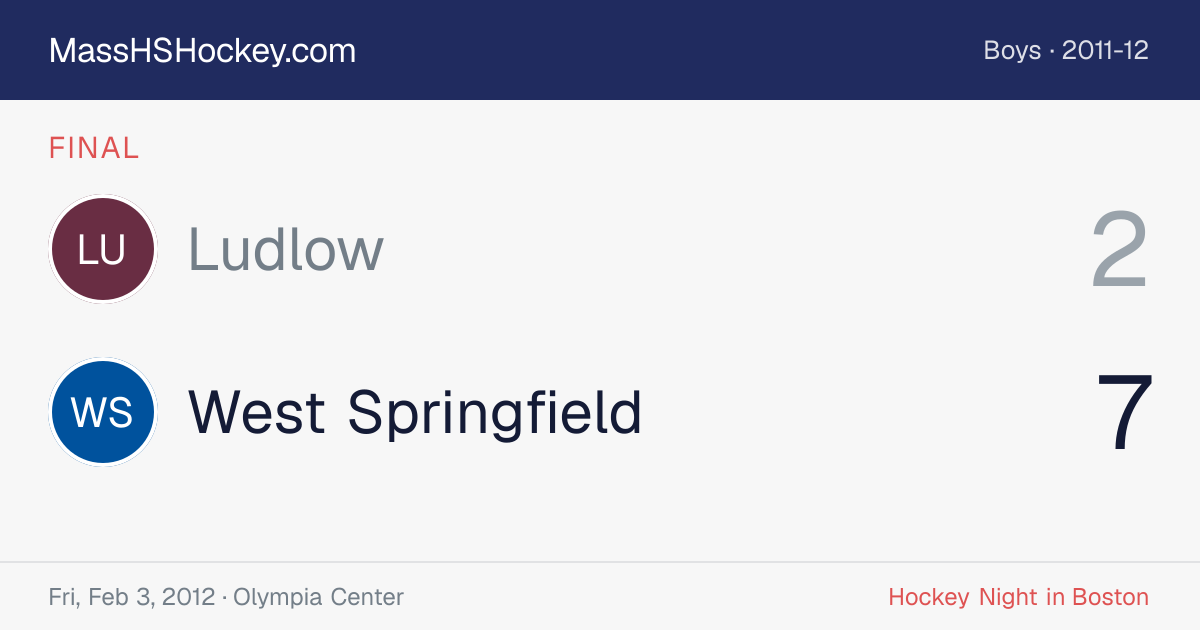 Ludlow at West Springfield score card