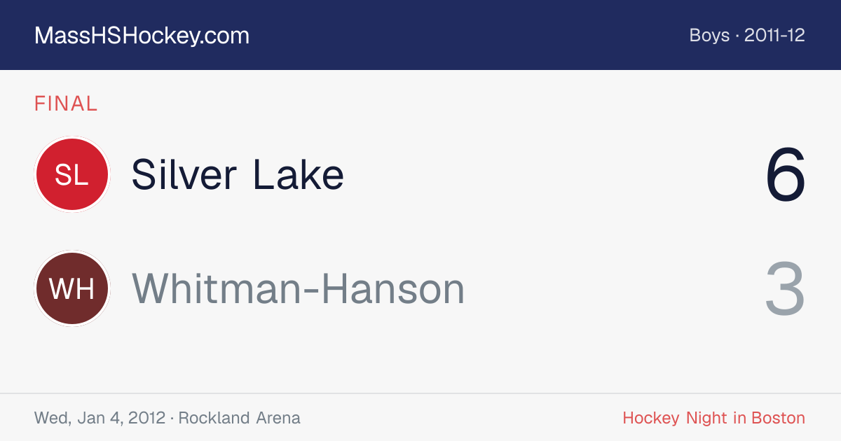 Silver Lake at Whitman-Hanson score card