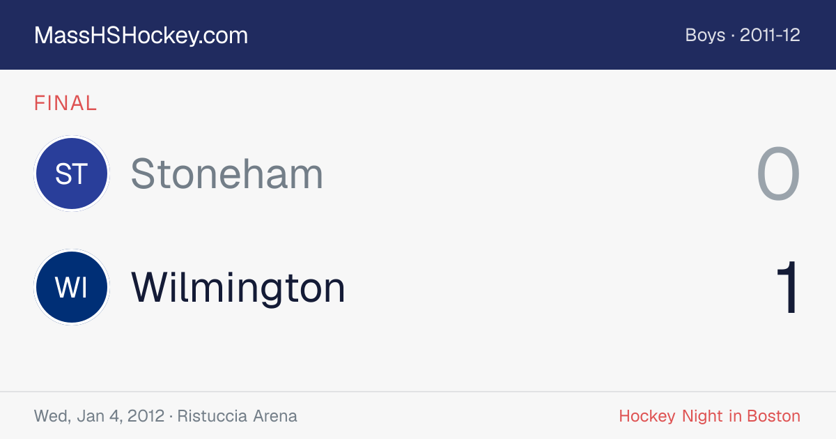 Stoneham at Wilmington score card