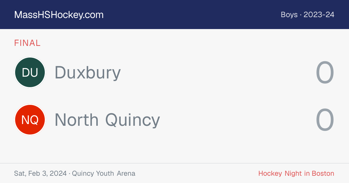 Duxbury at North Quincy score card