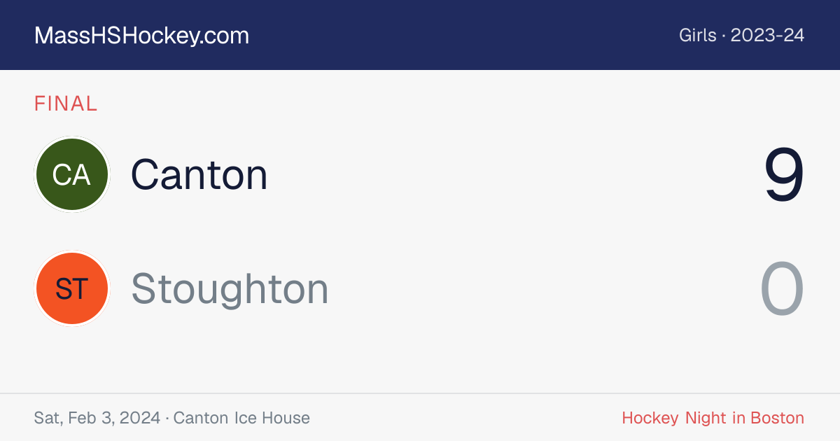 Canton at Stoughton score card