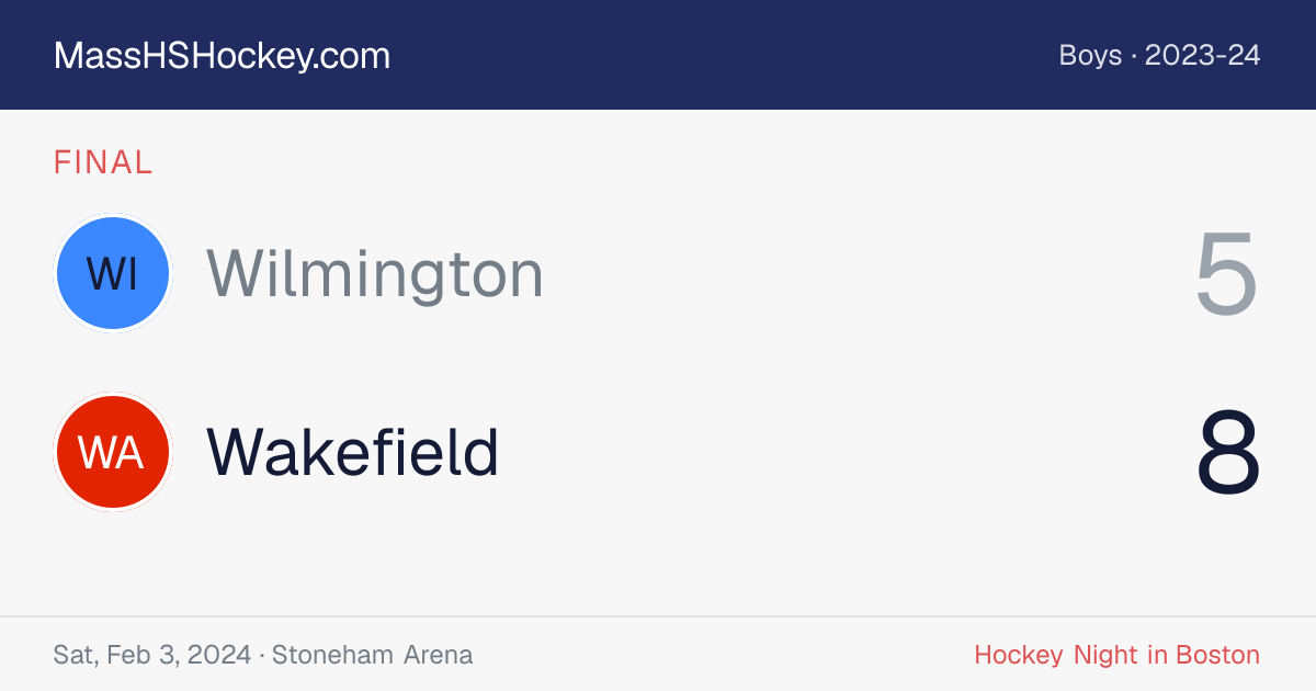Wilmington at Wakefield score card