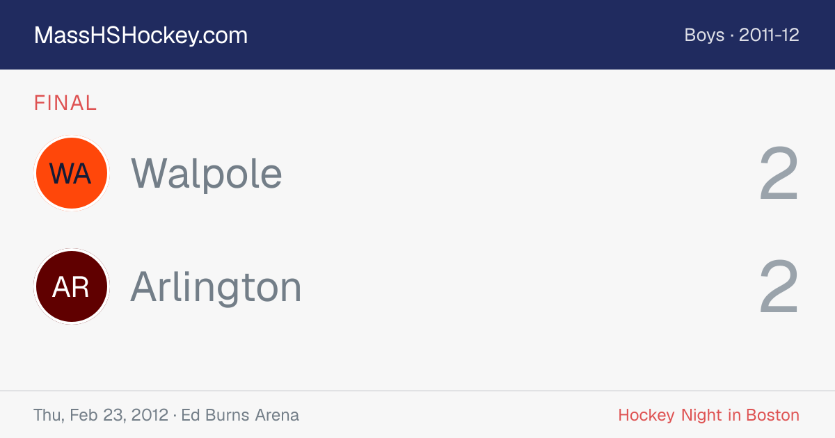 Walpole at Arlington score card