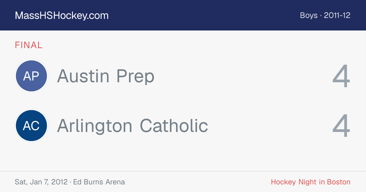 Austin Prep at Arlington Catholic score card