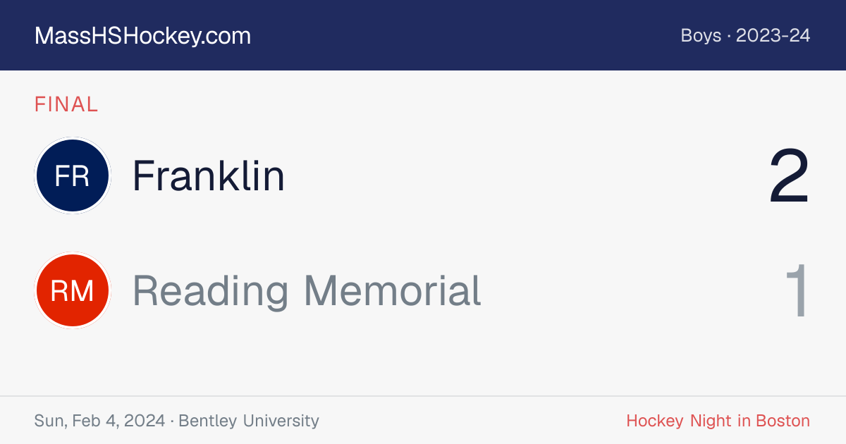 Franklin at Reading Memorial score card