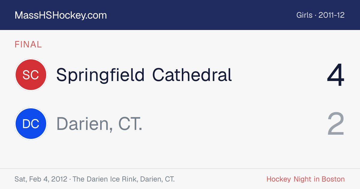 Springfield Cathedral at Darien, CT. score card