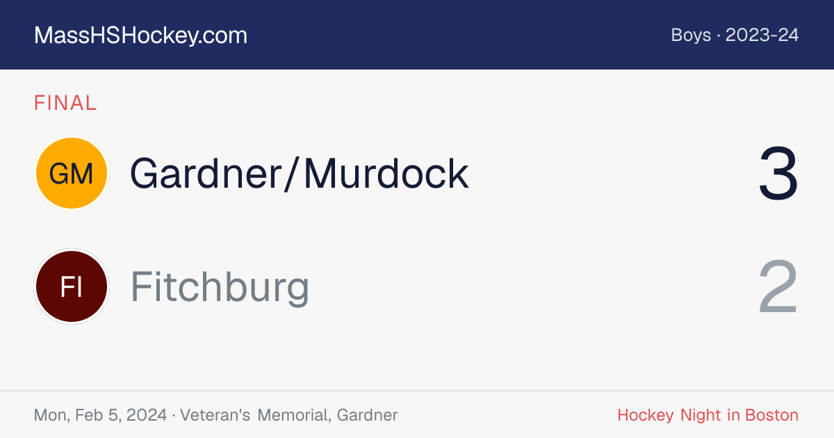 Gardner/Murdock at Fitchburg score card