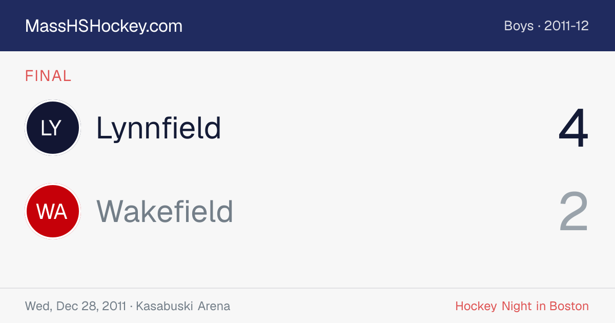 Lynnfield at Wakefield score card