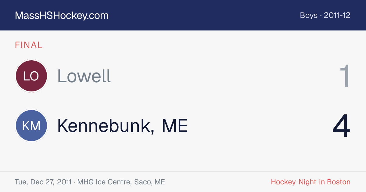 Lowell at Kennebunk, ME score card