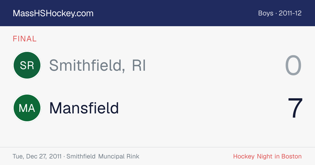 Smithfield, RI at Mansfield score card