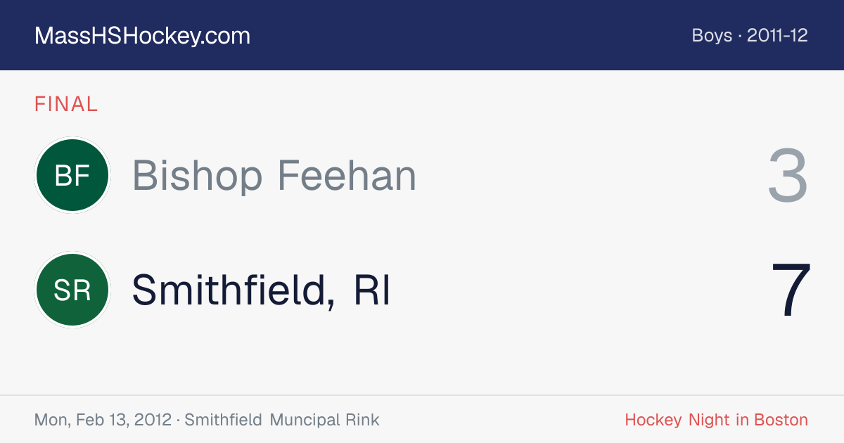 Bishop Feehan at Smithfield, RI score card