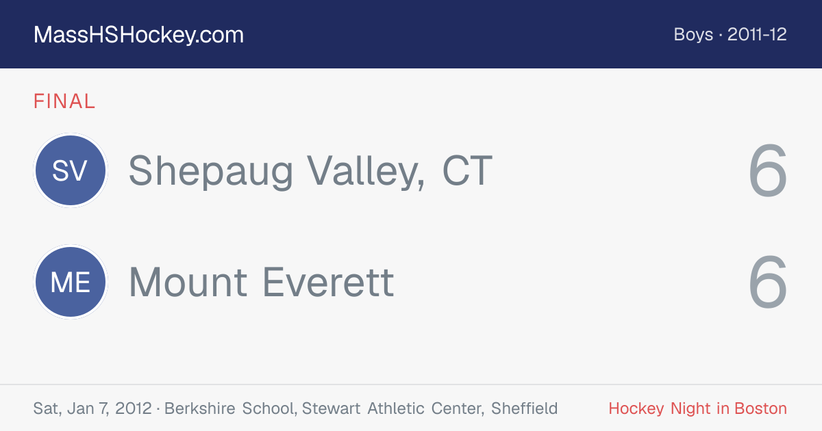 Shepaug Valley, CT at Mount Everett score card