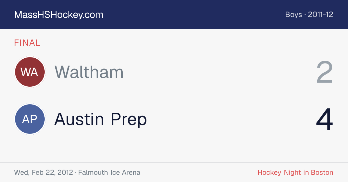 Waltham at Austin Prep score card