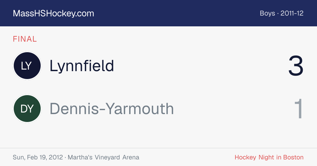 Lynnfield at Dennis-Yarmouth score card