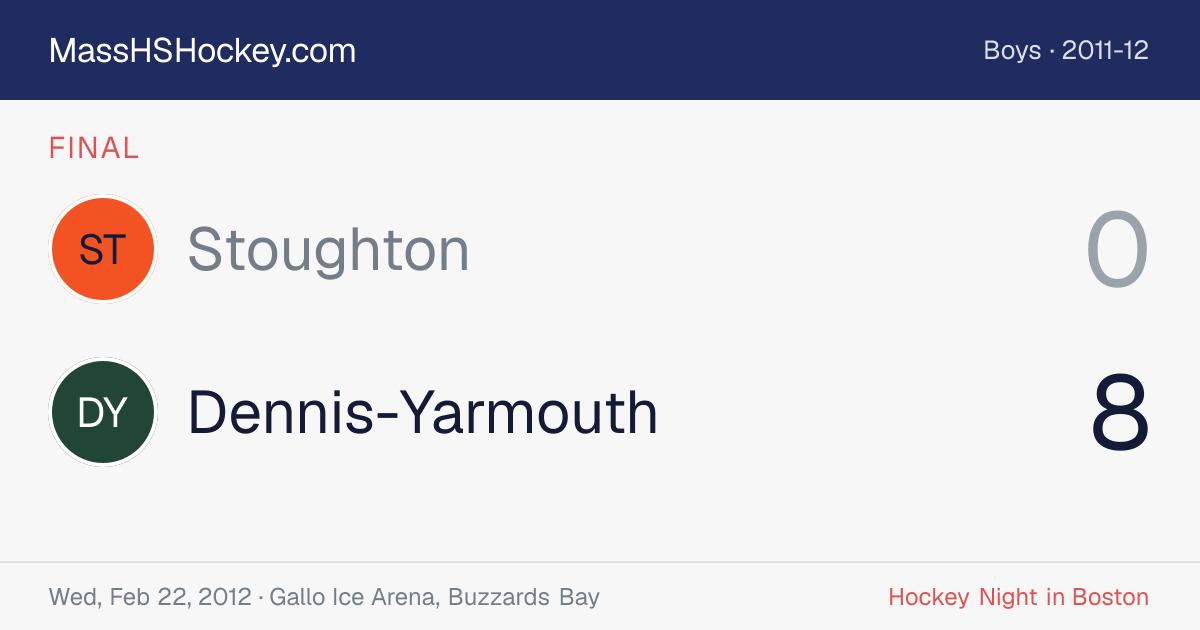 Stoughton at Dennis-Yarmouth score card