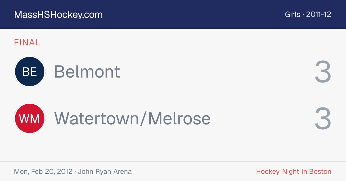 Belmont at Watertown/Melrose score card