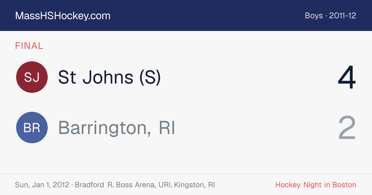 St Johns (S) at Barrington, RI score card