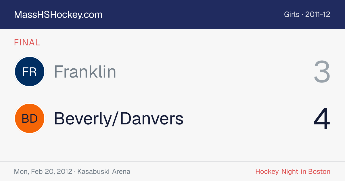 Franklin at Beverly/Danvers score card